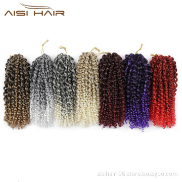 Aisi Hair Ombre Grey Blonde Purple Brown Synthetic Marly Braiding Hair Extensions Afro Curly Crochet Hair Braids for Women